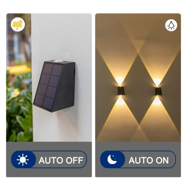 Luces solares de pared para exteriores, iluminación de pared de decoración de calle impermeable, lámpara LED de energía Solar para porche, Villa, Patio, jardín, nuevo - Imagen 2