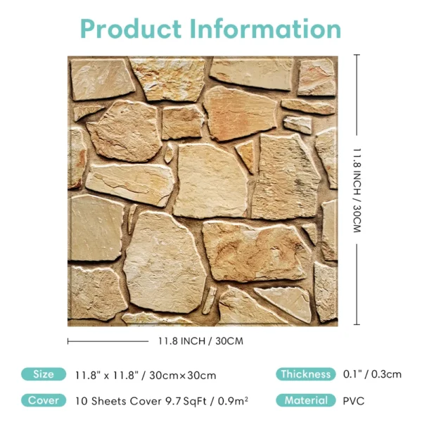 Paneles de pared de piedra de imitación 3D para decoración del hogar, adhesivos autoadhesivos de 1/10 piezas, para despegar y pegar - Imagen 5