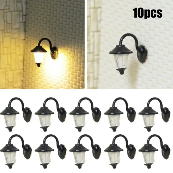 Lámparas de pared LED para decoración de jardín y Casa, juego de farolas para construcción, luz de patio, luz pintada completa, 10 piezas
