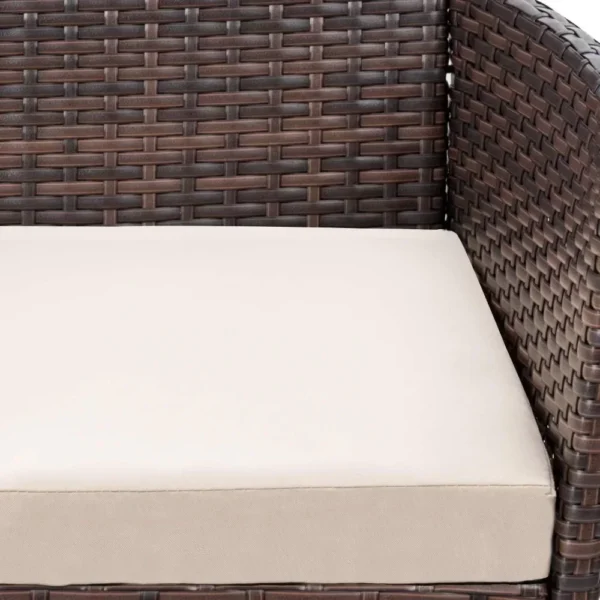 Uso interior al aire libre Patio Porche Jardín Balcón junto a la piscina Juegos Marrón y Beige Muebles de 4 piezas Juego de muebles de exterior - Imagen 5