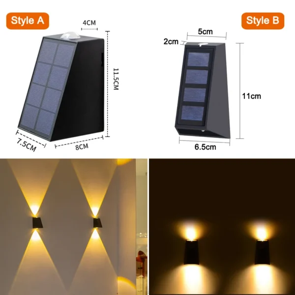Luces solares de pared para exteriores, iluminación de pared de decoración de calle impermeable, lámpara LED de energía Solar para porche, Villa, Patio, jardín, nuevo - Imagen 6