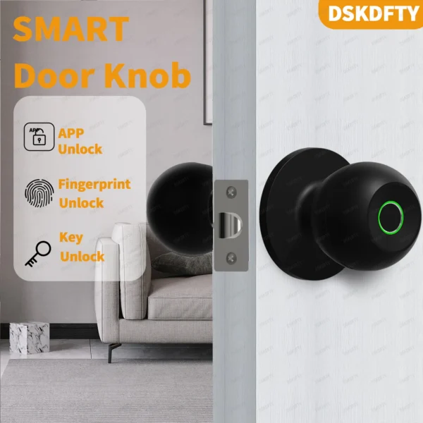 Cerradura de puerta con huella dactilar para dormitorio, Pomo de puerta biométrico con Control por aplicación para dormitorios, guardarropa, apartamentos y oficinas