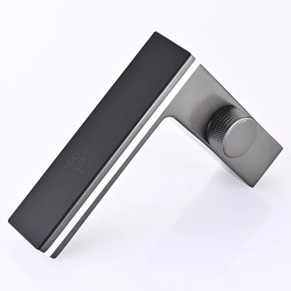 Grifo de lavabo de baño con pantalla Digital, mezclador inteligente de agua fría y caliente, montado en Cubierta de latón, LED - Imagen 5