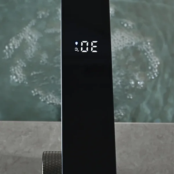Grifo de lavabo de baño con pantalla Digital, mezclador inteligente de agua fría y caliente, montado en Cubierta de latón, LED - Imagen 4