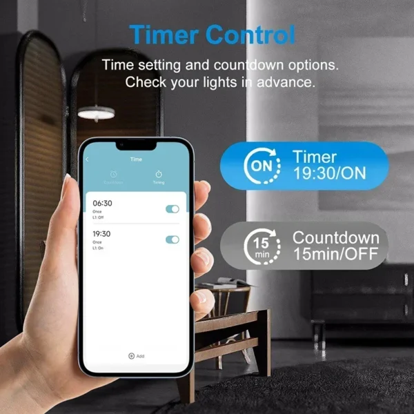Tuya-interruptor inteligente con Wifi, dispositivo con función de visualización de tiempo de temperatura, 100-250V, 1/2/3 entradas, botón de luz de pared, temporizador, control remoto - Imagen 3