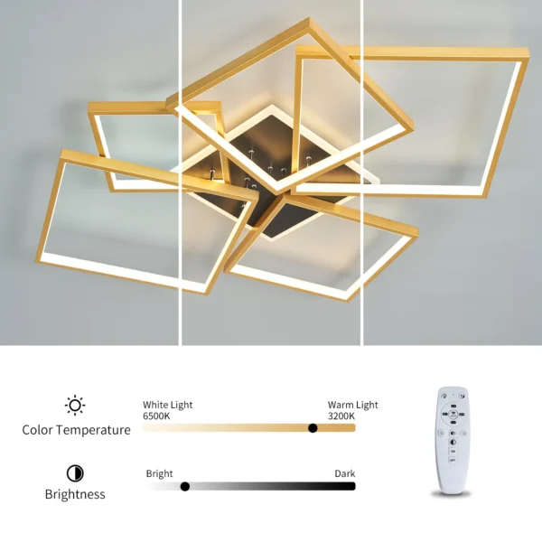 NEO Gleam-Lámpara de araña Led moderna para el hogar, candelabro de techo regulable, color negro y dorado, para sala de estar, dormitorio y estudio, Alexa - Imagen 4