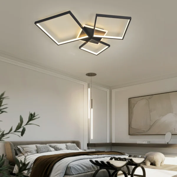 NEO Gleam-Lámpara de araña Led moderna para el hogar, candelabro de techo regulable, color negro y dorado, para sala de estar, dormitorio y estudio, Alexa - Imagen 2
