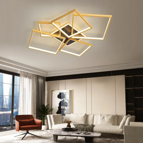 NEO Gleam-Lámpara de araña Led moderna para el hogar, candelabro de techo regulable, color negro y dorado, para sala de estar, dormitorio y estudio, Alexa - Imagen 3