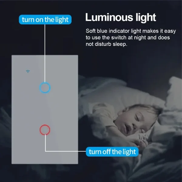 Interruptor de luz inteligente con WiFi, dispositivo con cable neutro, táctil de pared, funciona con Alexa y Google Home, 1/2/3/4 entradas - Imagen 4