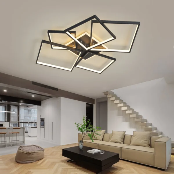 NEO Gleam-Lámpara de araña Led moderna para el hogar, candelabro de techo regulable, color negro y dorado, para sala de estar, dormitorio y estudio, Alexa