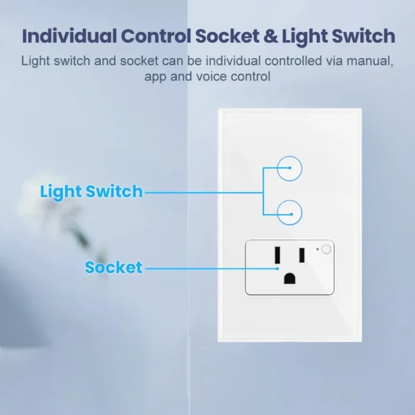 Interruptores táctiles con Panel de vidrio templado, enchufe estándar de EE. UU., México, Tuya, Wifi, 1 o 2 entradas, interruptor inteligente, funciona con Google Home/ Alexa - Imagen 5
