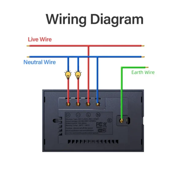 Interruptores táctiles con Panel de vidrio templado, enchufe estándar de EE. UU., México, Tuya, Wifi, 1 o 2 entradas, interruptor inteligente, funciona con Google Home/ Alexa - Imagen 6