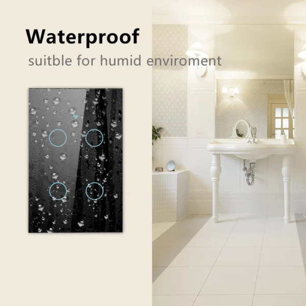 Interruptor táctil de pared inteligente Wifi Tuya, No requiere cable neutro, interruptor de luz LED remoto inalámbrico Smart Life, compatible con Alexa y Google Home - Imagen 3