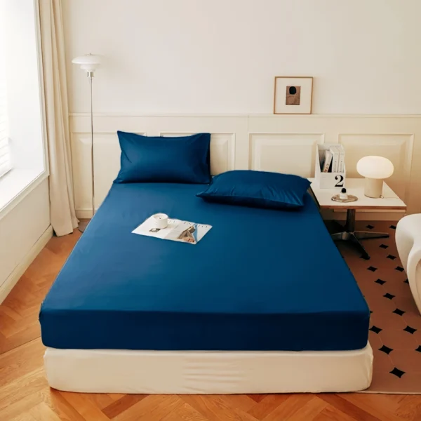 Juego de cama Kuup de poliéster tamaño Queen, 3 uds., sábana y fundas de almohada de Color sólido, funda de colchón con banda elástica incluida