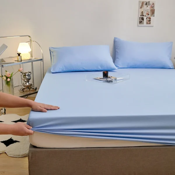 Kuup Juego de cama tamaño Queen de poliéster, 3 piezas, color sólido, sábanas y fundas de almohada con funda de colchón con banda elástica - Imagen 3