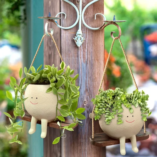 Contenedor de flores oscilantes, maceta de resina de dibujos animados, maceta creativa para colgar en la pared, maceta multifuncional para el hogar, jardín, Patio, accesorios - Imagen 2