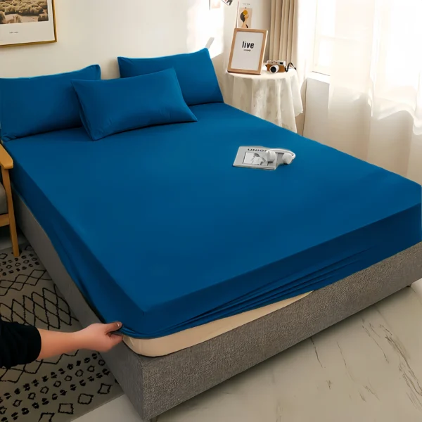 Juego de cama Kuup de poliéster tamaño Queen, 3 uds., sábana y fundas de almohada de Color sólido, funda de colchón con banda elástica incluida - Imagen 2
