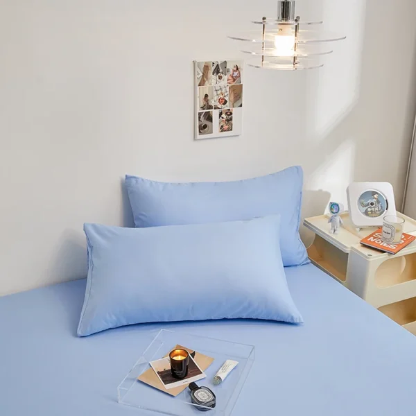 Kuup Juego de cama tamaño Queen de poliéster, 3 piezas, color sólido, sábanas y fundas de almohada con funda de colchón con banda elástica - Imagen 6