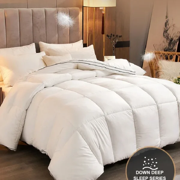 Edredón de cama de ganso blanco 95%, edredón de plumas y plumón de ganso de lujo, antialérgeno, Ultra rebote, fibra de hollowquil