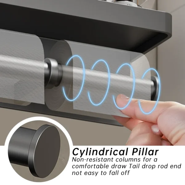 Soporte de papel higiénico de aleación de aluminio, soporte de papel higiénico montado en la pared, soporte para teléfono, estante, rollo de toalla, accesorios de estante - Imagen 4