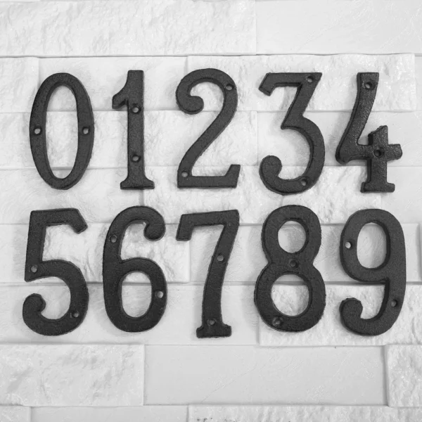 Letrero Digital de Metal para casa, placa de puerta con números de hierro fundido, duradero, bricolaje, decoración de pared de cafetería, tienda de jardín familiar, regalo