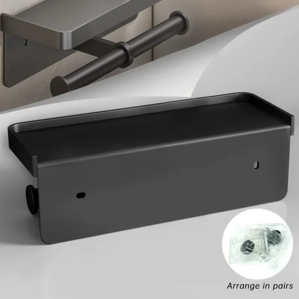 Soporte de papel higiénico, estante de pañuelos, portarrollos de papel montado en la pared a prueba de herrumbre con bandeja de almacenamiento, organizador de inodoro, accesorios de baño - Imagen 2