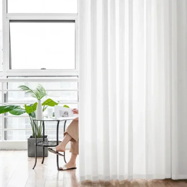 OLOEY-cortina de tul blanco para dormitorio, cortinas transparentes de gasa blanca súper suaves para sala de estar, tul para ventanas, decoración del hogar personalizada - Imagen 3