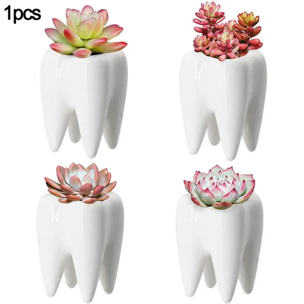 Maceta de cerámica con forma de diente de piezas, muebles para el hogar, maceta de Cactus, flor, planta suculenta, mesa de lavabo de guardería, Va L5L0, 1 ud. - Imagen 3