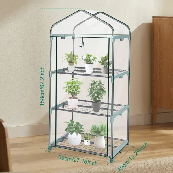 Invernadero de jardín de 4 niveles, cubierta transparente para casa verde con puertas y ventanas, pequeña escarcha impermeable sin marco de hierro - Imagen 6
