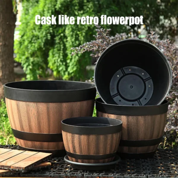 Maceta de flores de gran capacidad, maceta Retro Para el hogar y el jardín, similar a un cubo