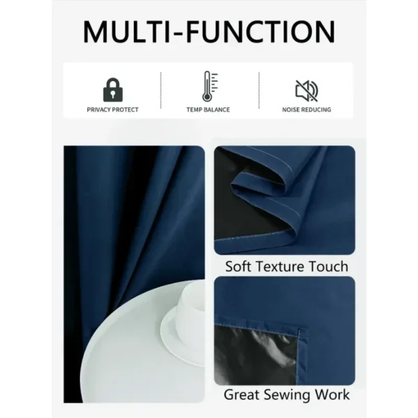 1 unidad de cortinas opacas 100% para sala de estar, forro con aislamiento térmico, decoración de ventanas impermeable para dormitorio, cocina, HOTEL Puerta - Imagen 5