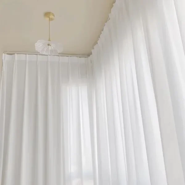 OLOEY-cortina de tul blanco para dormitorio, cortinas transparentes de gasa blanca súper suaves para sala de estar, tul para ventanas, decoración del hogar personalizada - Imagen 2