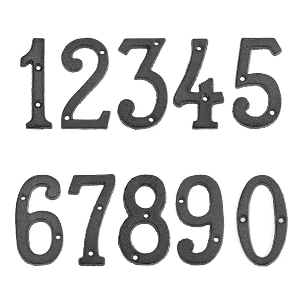 Letrero Digital de Metal para casa, placa de puerta con números de hierro fundido, duradero, bricolaje, decoración de pared de cafetería, tienda de jardín familiar, regalo - Imagen 2