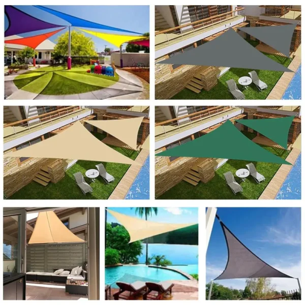 5/3.6/3/2m triângulo sombra vela à prova dwaterproof água pára-sol vela dossel 98% uv bloco toldo com corda livre para jardim pátio pérgola gazebo - Imagen 5
