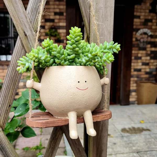 Contenedor de flores oscilantes, maceta de resina de dibujos animados, maceta creativa para colgar en la pared, maceta multifuncional para el hogar, jardín, Patio, accesorios