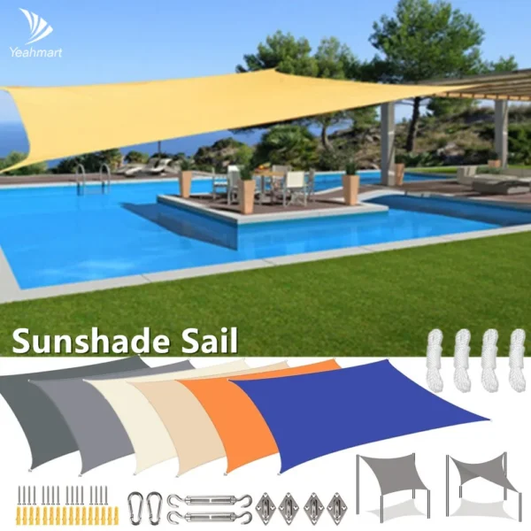 Toldo de vela impermeable para jardín, refugio solar rectangular con protección UV para Patio, Terraza, pantalla de privacidad