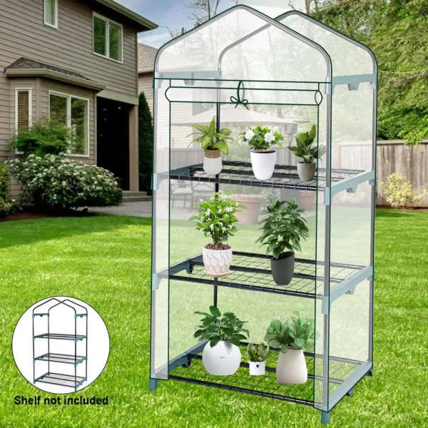 Invernadero de jardín de 4 niveles, cubierta transparente para casa verde con puertas y ventanas, pequeña escarcha impermeable sin marco de hierro - Imagen 2