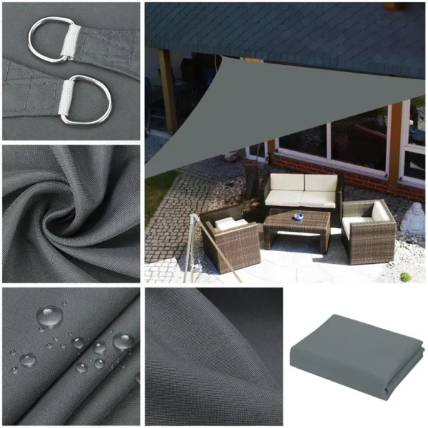 5/3.6/3/2m triângulo sombra vela à prova dwaterproof água pára-sol vela dossel 98% uv bloco toldo com corda livre para jardim pátio pérgola gazebo - Imagen 2