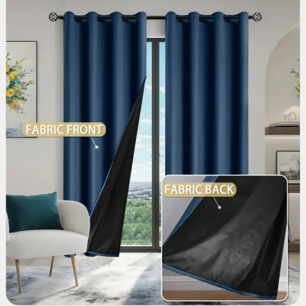 1 unidad de cortinas opacas 100% para sala de estar, forro con aislamiento térmico, decoración de ventanas impermeable para dormitorio, cocina, HOTEL Puerta - Imagen 2